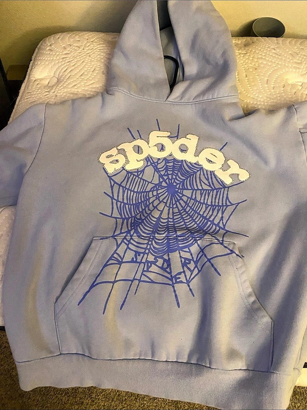 Sp5der Web Hoodie Sky Blue Purple Spider Web Hoodie